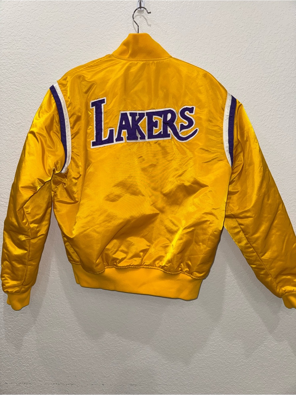 Vintage Starter LA Lakers Satin Jacket Larry NBA Gold Bomber Men’s Large USA